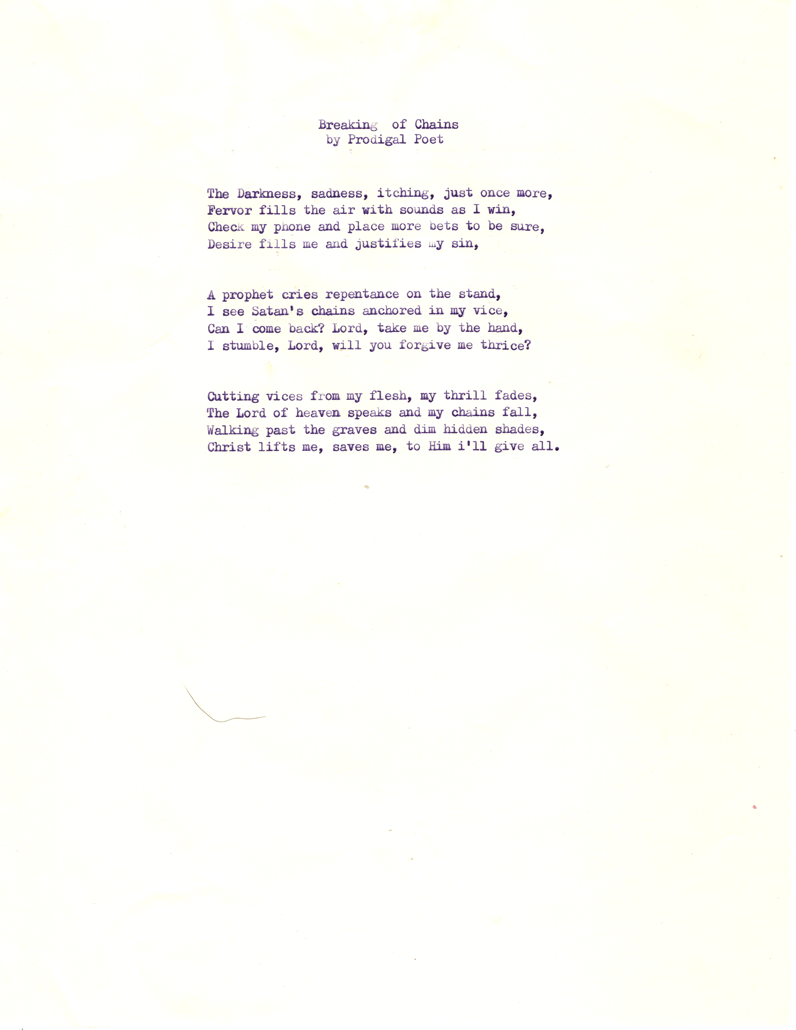 Typed page of Breaking of Chains