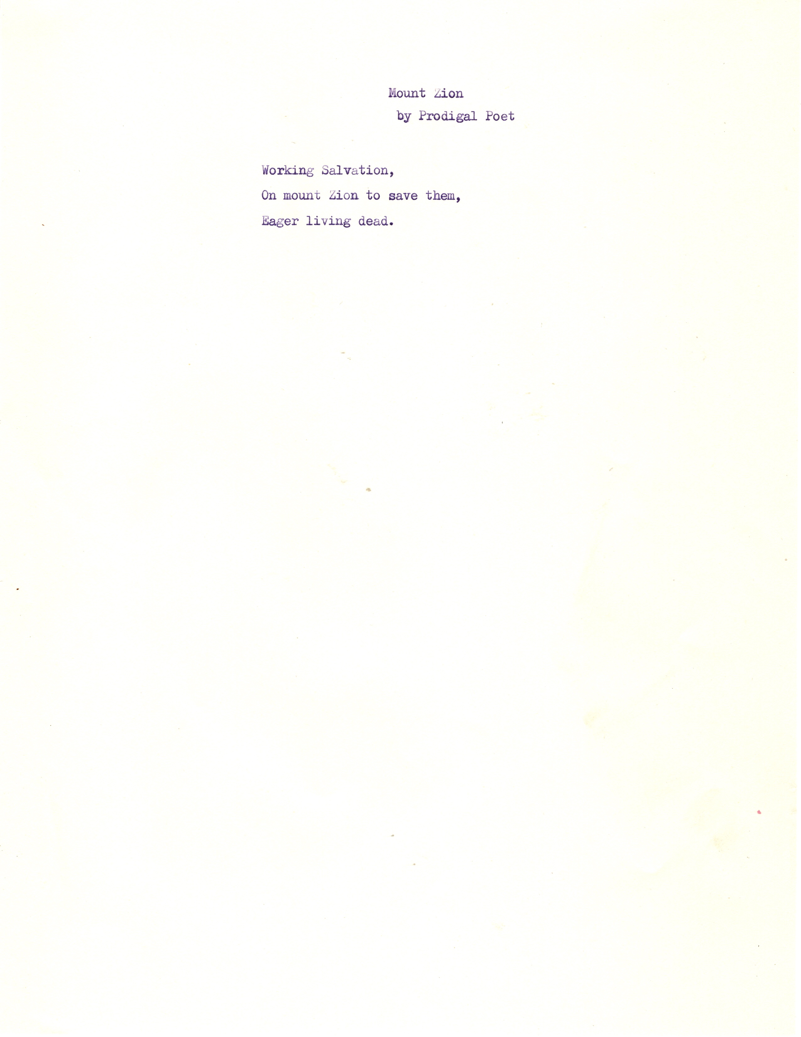 Typed page of Mount Zion