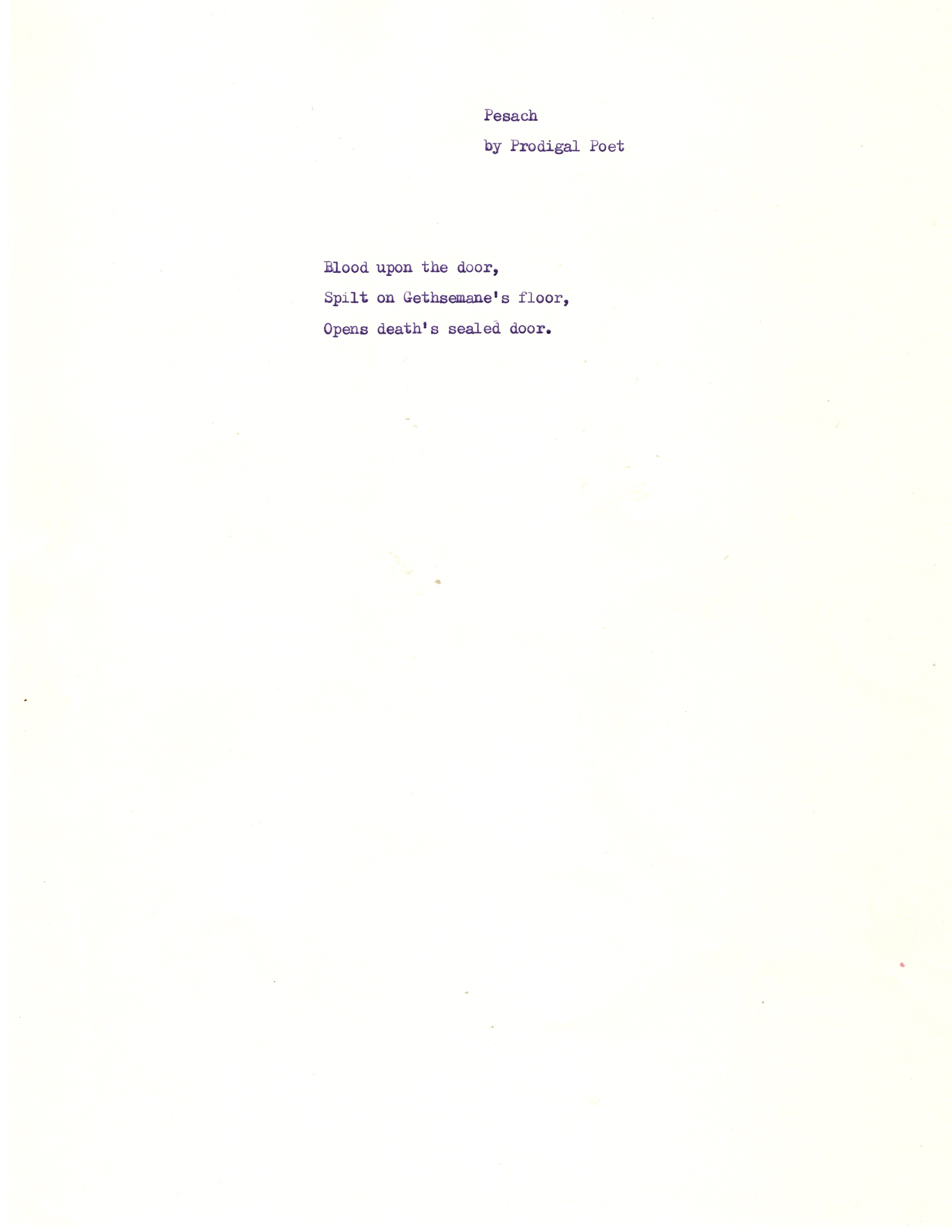 Typed page of Pesach
